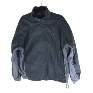 Nike Mens Windbreaker Jacket Fabric Lined Black Gray M